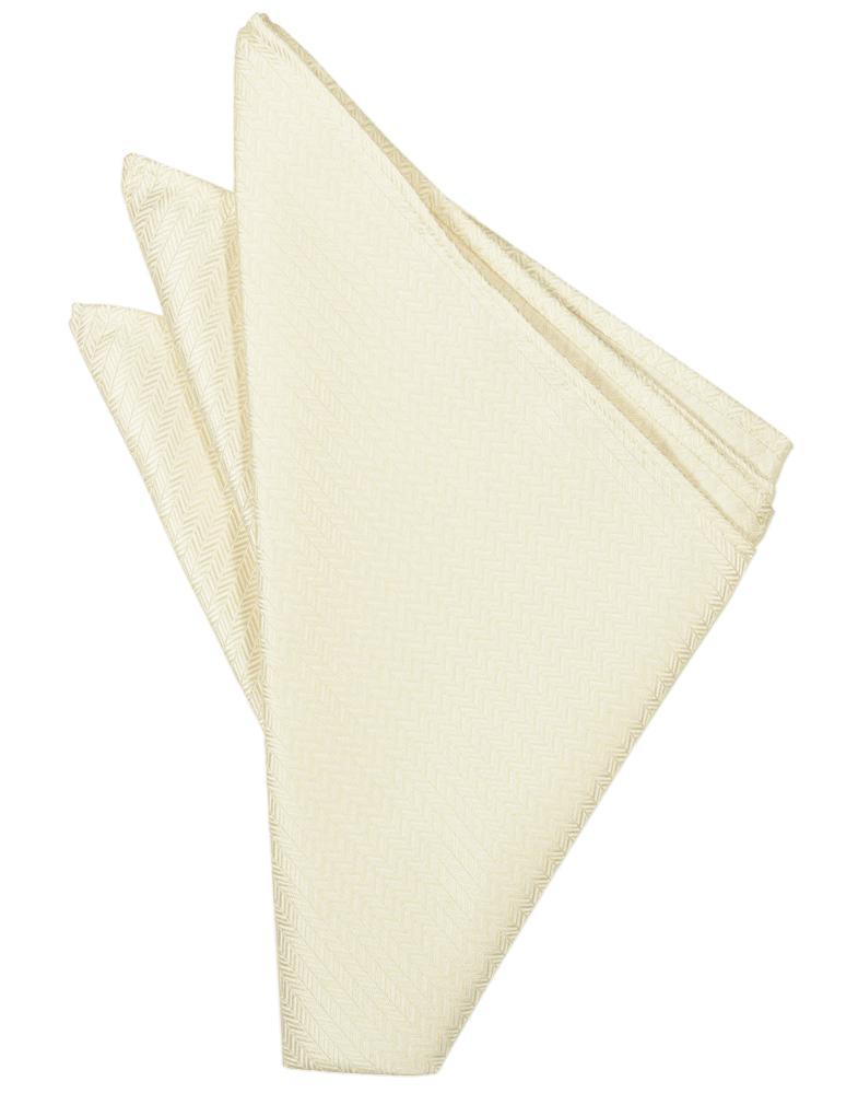 Cardi Ivory Herringbone Pocket Square